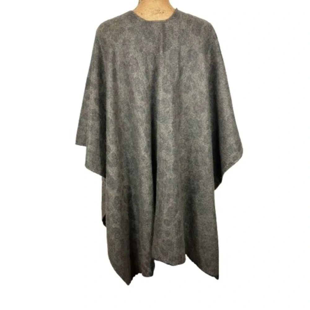 Woolrich Leopard Print Poncho Wrap Brown Black Fringe Fall Layering One Size